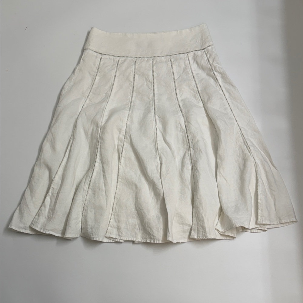 Jones New York 100% Linen Fully Lined A-Line Skirt Cream Size 8 - Picture 4 of 6